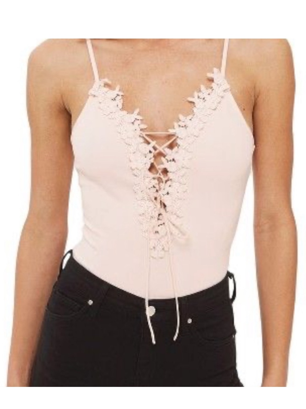 NWOT TOPSHOP Plunge Lace-up Bodysuit